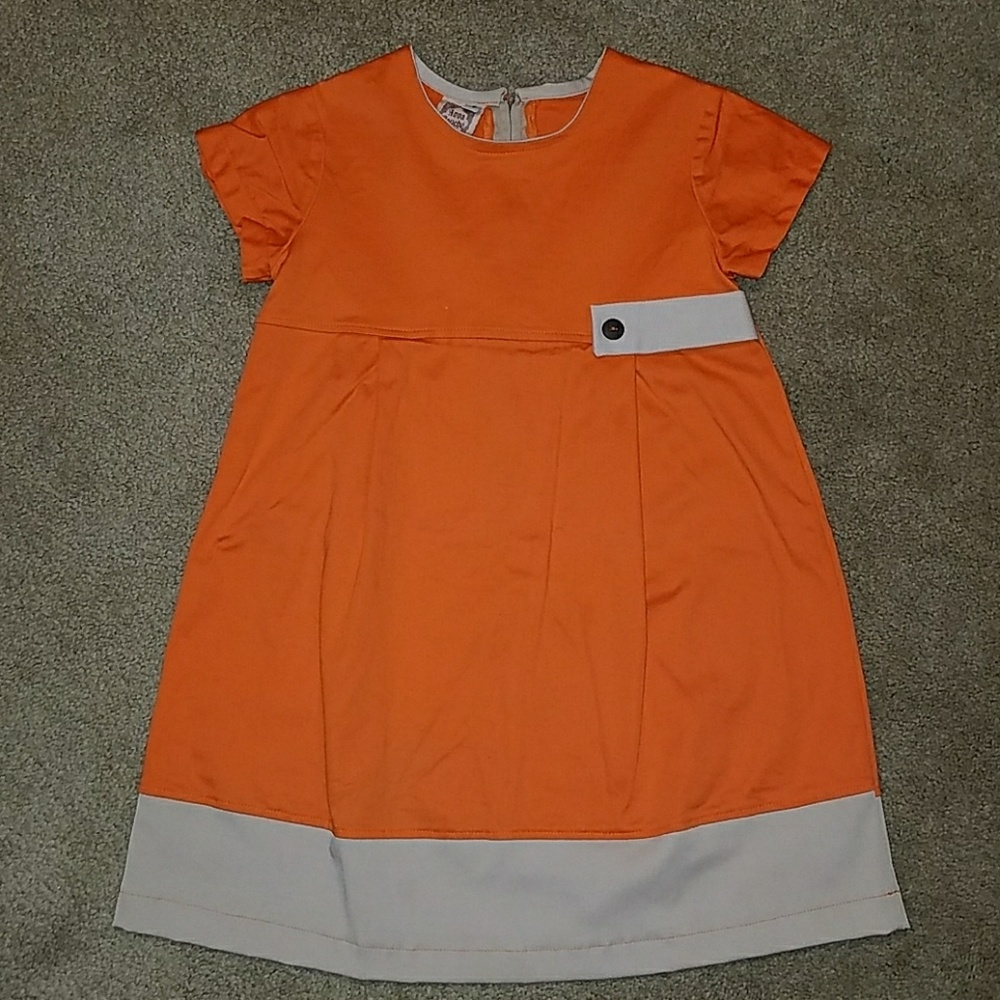 Girls size 7 orange tan Dress